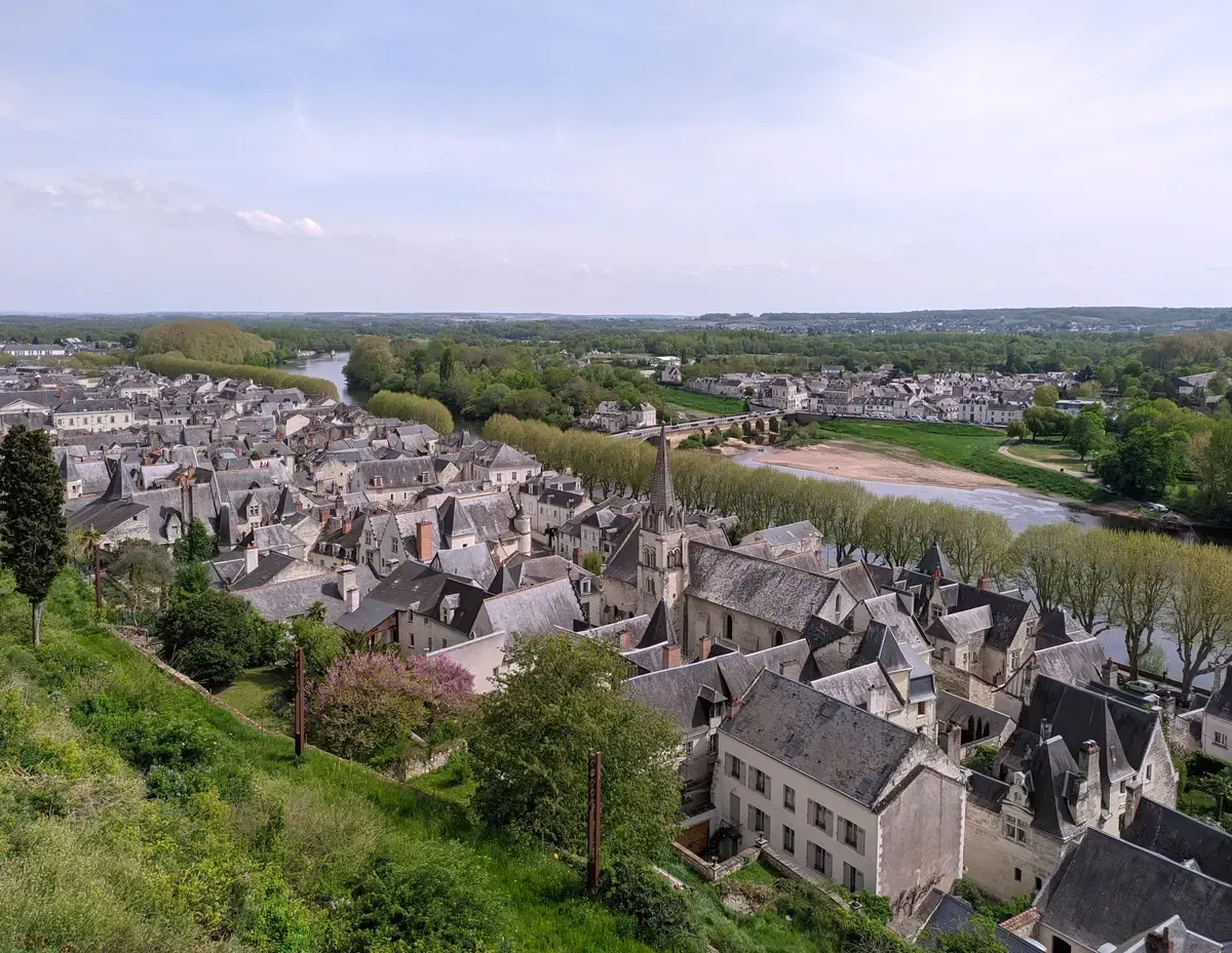 The roofs of Chinon above the Vienne, the red-wine town on Loire Valley wine and castle tours from Tours