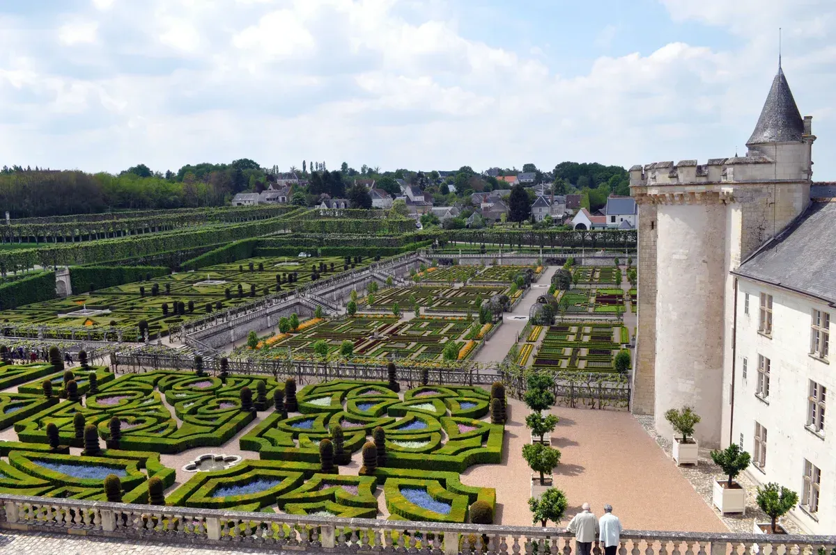 The ornamental gardens and keep of Villandry, the second château on this Loire Valley wine and castle tour
